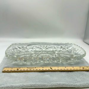 Vintage Anchor Hocking Star of David Heavy Pressed/Cut Glass Rectangular Dish